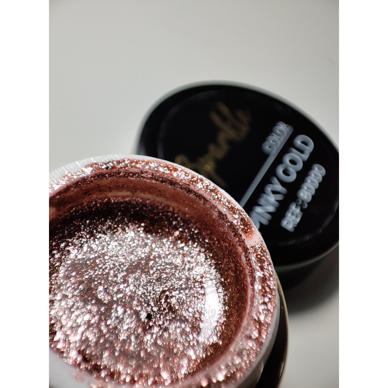 Pot ouvert avec du Gel couleur Pinky Gold