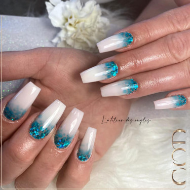 Square blanc avec le Mix Vert Turquoise