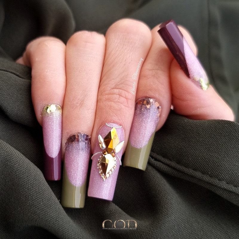 Square fait avec l'Acrygel Glitter Cover Rose