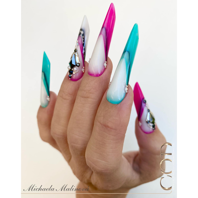 Stiletto fait avec le Gel couleur Hawaii