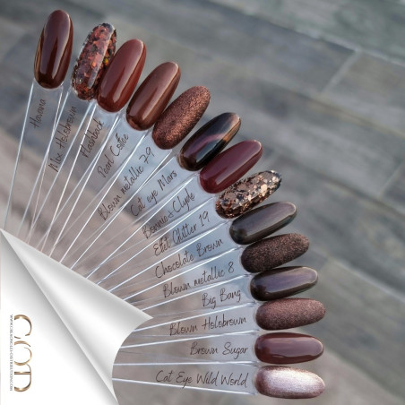 Nuancier présentant les Glitter Holobrown Nuancier présentant les Glitter Holobrown