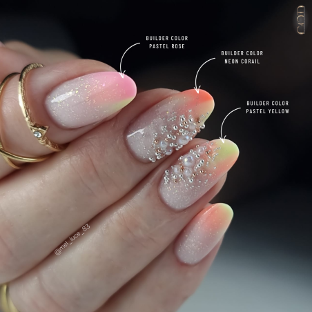 Pose ongles avec les Builder Color Pastel Yellow, Pastel Rose et Neon Corail Pose ongles avec les Builder Color Pastel Yellow, Pastel Rose et Neon Corail