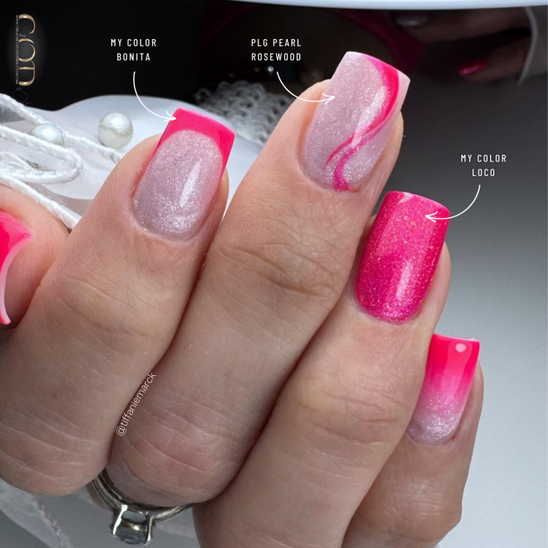 Pose avec le Pro Liquid Pearl Rosewood, le My Color Loco et Bonita