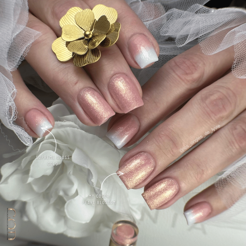 Pose carrée avec le My Color Pearl Blossom et la Supreme Gloss Gold
