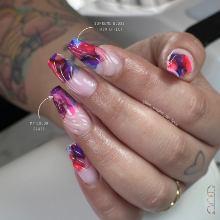Pose coffin avec la Supreme Gloss Thick Effect et les My Color Glass en aquarelle Pose coffin avec la Supreme Gloss Thick Effect et les My Color Glass en aquarelle