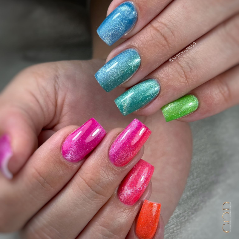 Pose ongles multicolores Rainbow collection