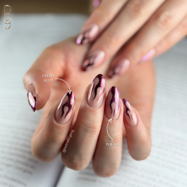 Nail art fait avec le Pigment Chrome Alizé