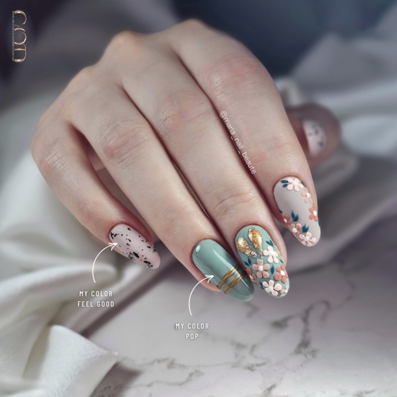 Pose ovale nude beige avec le My Color Feel Good et Pop