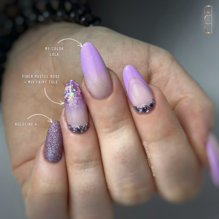 Pose en amande avec le My Color Lola, le Fiber Pastel, Mix Fairy Tale et la Holofine 4