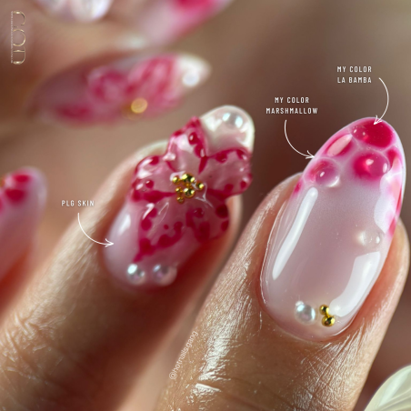 Pose en amandes avec le le My Color La Bamba, Marshmallow et le PLG Skin