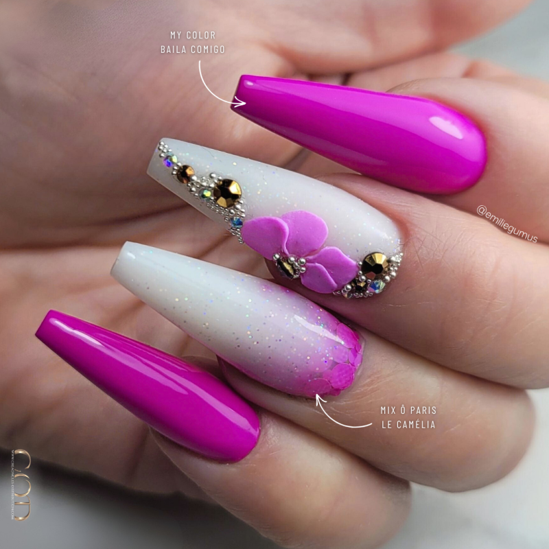 Ongles cuty glitter avec le mix o paris Camélia