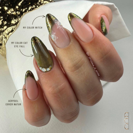 Pose en amandes avec le My Color Cat Eye Fall et Witch et l'Acrygel Soft Cover Natur