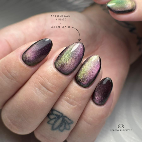 Pose d'ongles ovale avec le Cat Eye Gemini