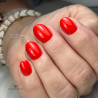 Pose d'ongles ovale avec le My Color Just Like, rouge orangé néon