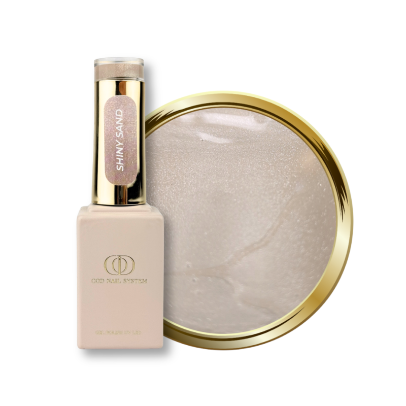 Flacon et pastille du vernis semi permanent cat eye Shiny Sand