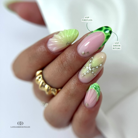 Pose en amandes avec le VSP Fireflies, vert pastel néon