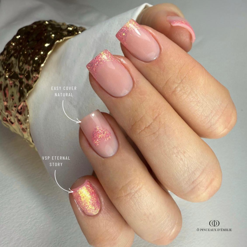 Pose d'ongles carrée avec le vernis semi permanent Eternal Story