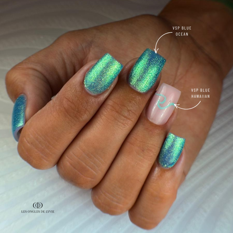 Pose d'ongles avec le vernis semi permanent Blue Ocean