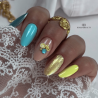 Pose d'ongles avec le vernis semi permanent Blue Hawaiian, Lemon Bliss et Yellow Bird