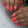 Pose d'ongles avec le vernis semi permanent Aloha, néon corail et My Type, néon rose