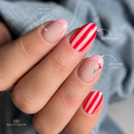 Pose en amandes avec le vernis semi permanent Cotton Candy, néon rose orange pastel
