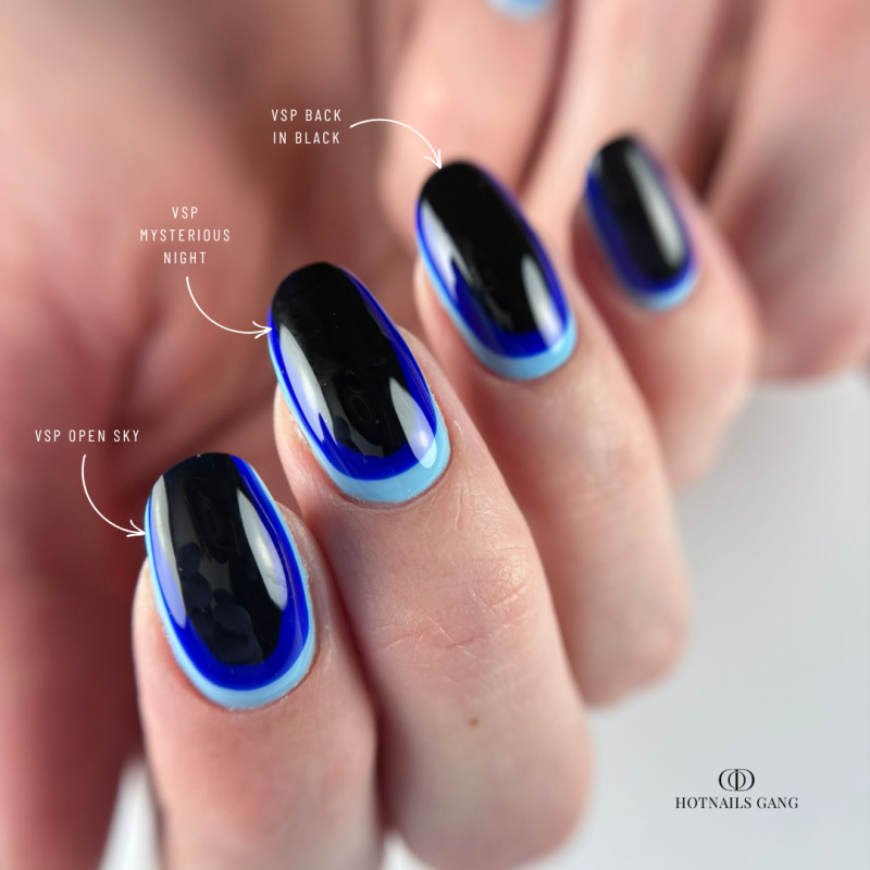 Pose d'ongles avec le vernis semi permanent Back In Black, noir intense