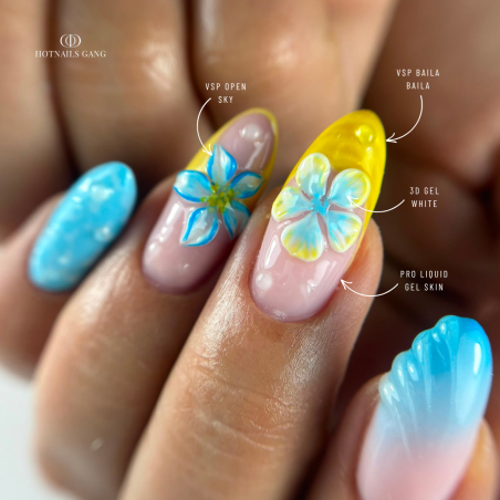Pose d'ongles avec le vernis semi permanent Baila Baila, jaune poussin