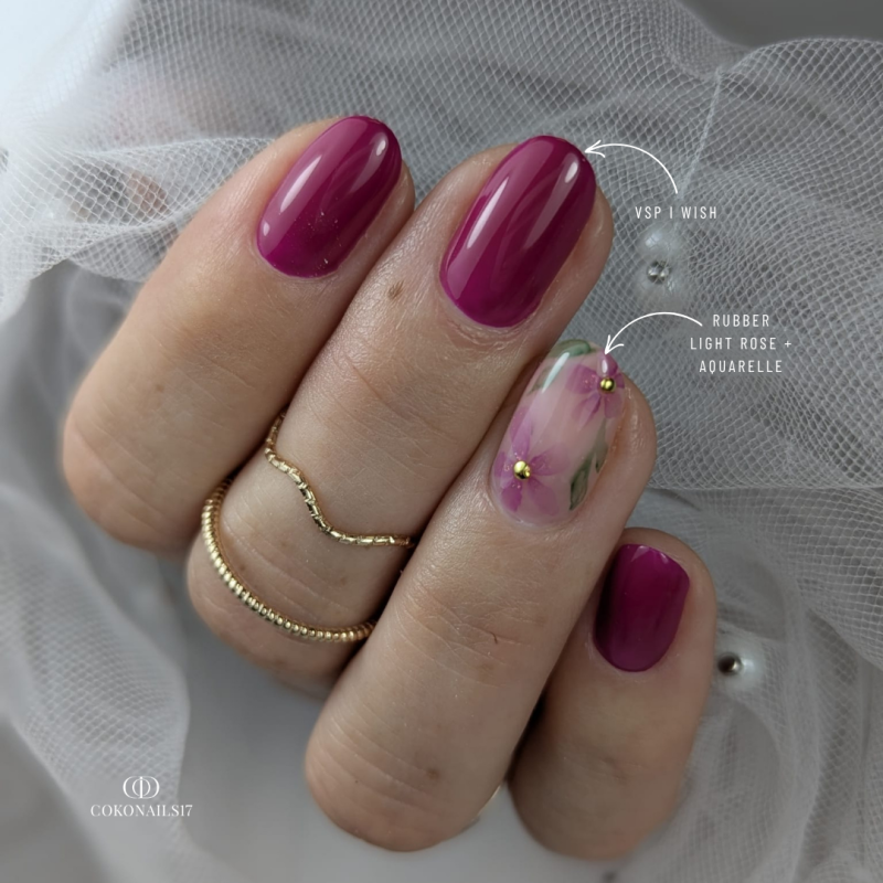 Pose ovale avec le vernis semi permanent I Wish, fuchsia