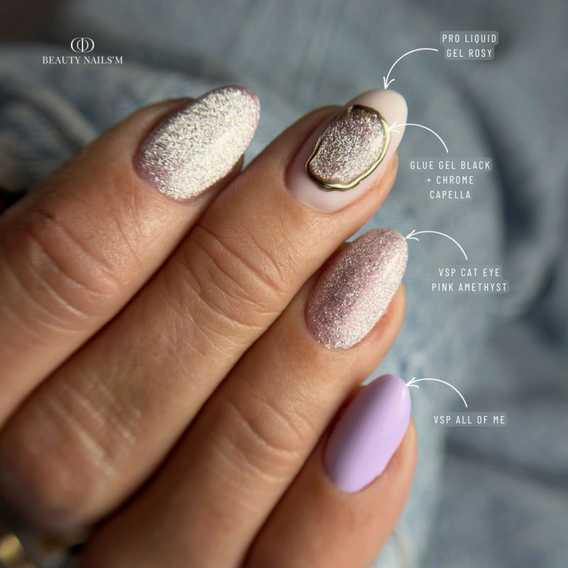 Pose en amande avec le VSP Cat  Eye Pink Amethyst rose réflective