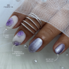Pose d'ongles ovales avec le vernis semi permanent Cat Eye To The Moon, violet pastel