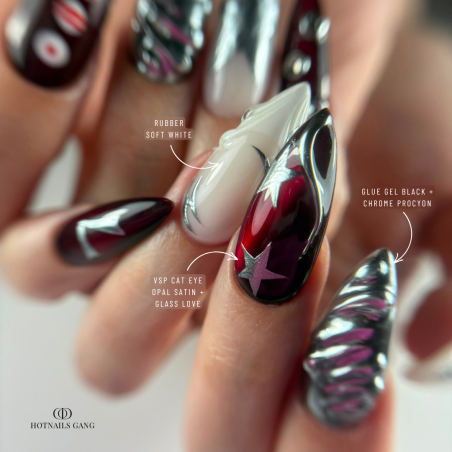 Pose d'ongles en amandes avec le My Color Glass Love, vitrail bordeaux