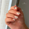 Pose d'ongles ovale avec le vernis semi permanent Mochi, nude crème beige gris