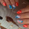 Pose d'ongles en amandes avec le vernis semi permanent Cat eye Sun Kissed, orange saumon
