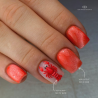Pose d'ongles carrée avec le vernis semi permanent Cat eye Sun Kissed, orange saumon