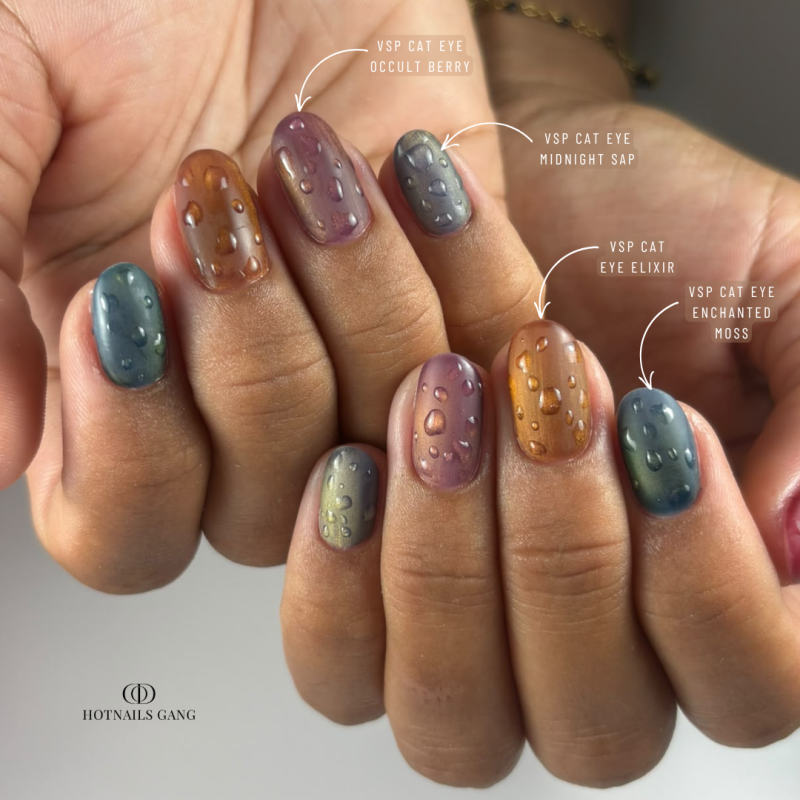 Pose ovale avec le vernis semi permanent Cat Eyes Elixir