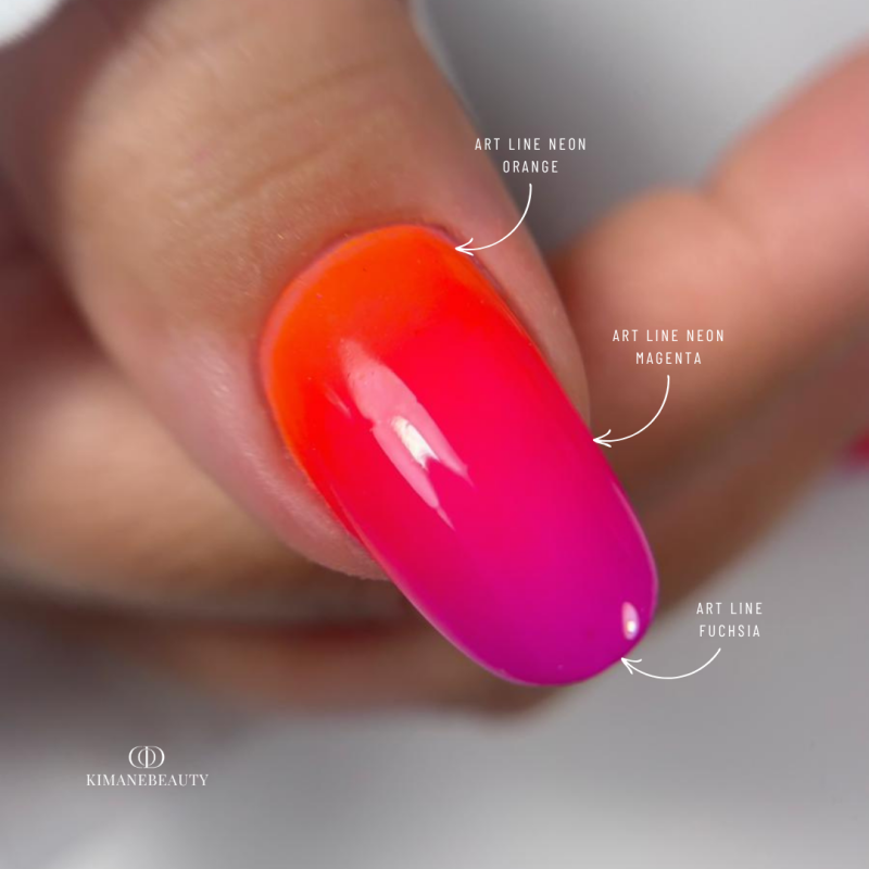 Pose en amandes avec les gels paint Art Line Neon Magenta, Neon Orange