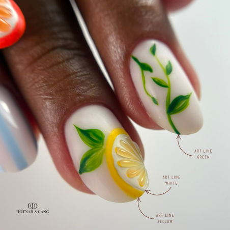 Pose d'ongles avec le gel paint Art Line Yellow, jaune