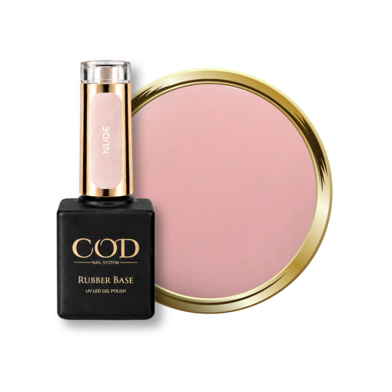 Flacon et pastille de la Rubber Base Nude, beige rosé