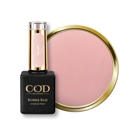 Flacon et pastille de la Rubber Base Nude, beige rosé