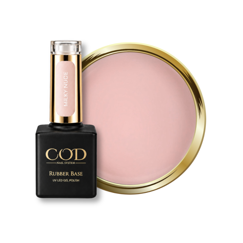 Flacon et pastille de la Rubber Base Milky Nude, nude laiteux