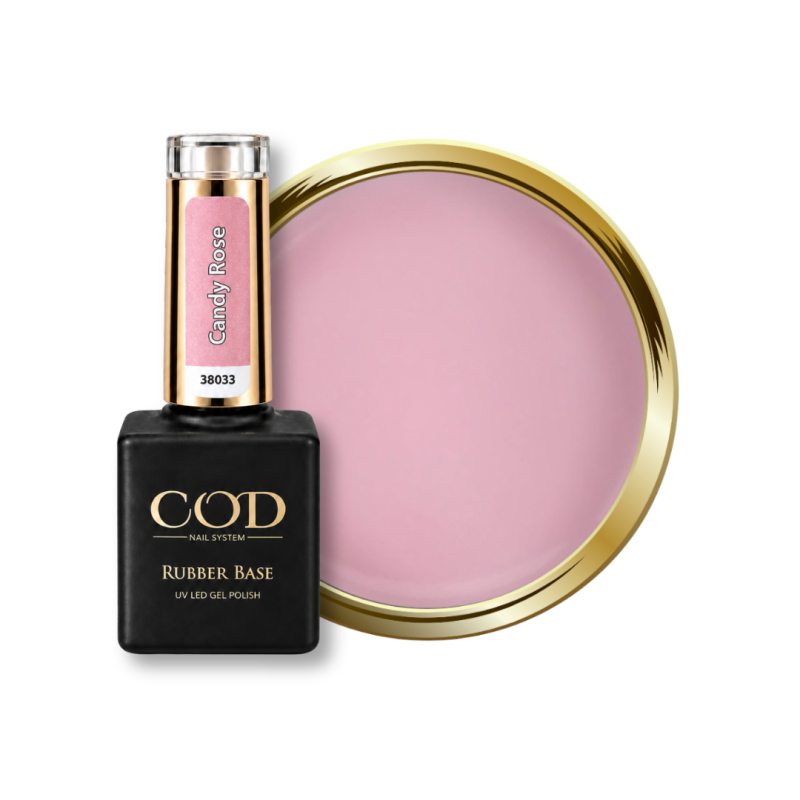 Flacon et pastille de la Rubber Base Candy Rose, rose pastel